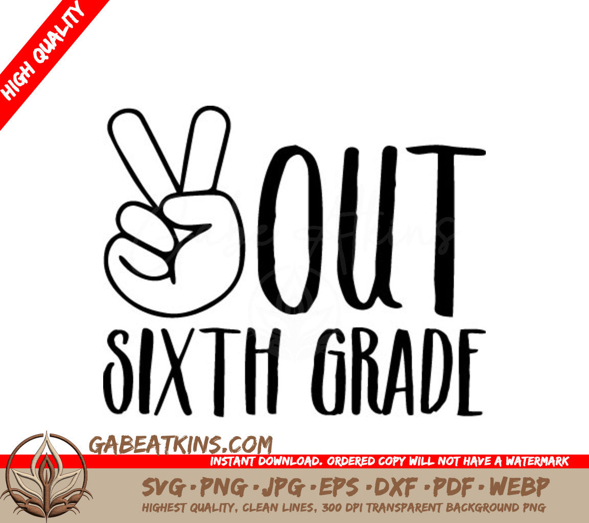 Sixth Grade Peace Sign Logo SVG - Back to School Design SVG