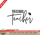 Preschool Teacher Logo SVG with Hearts - Back to School Design SVG