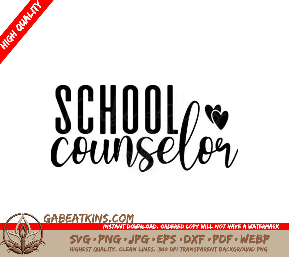 School Counselor Heart Logo SVG - Back to School Design SVG