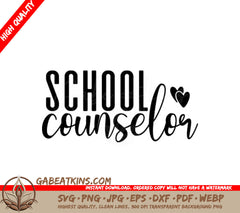 School Counselor Heart Logo SVG - Back to School Design SVG