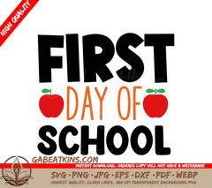 First Day of School SVG with Apples - Back to School Design SVG