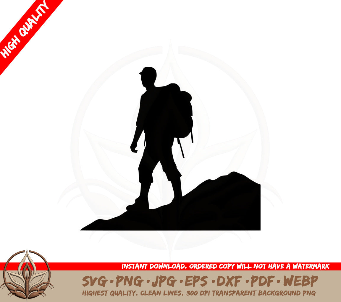 Backpacking Hiker SVG Cut File Hiking Clipart Silhouette Design