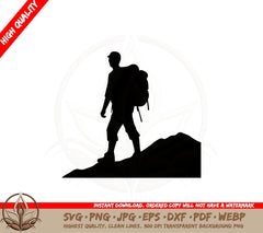 Backpacking Hiker SVG Cut File Hiking Clipart Silhouette Design