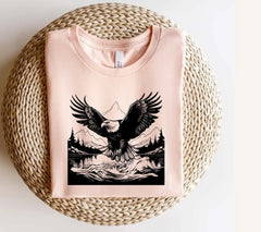 Eagle Soaring Over Lake SVG - Tranquil Water Reflection Design SVG