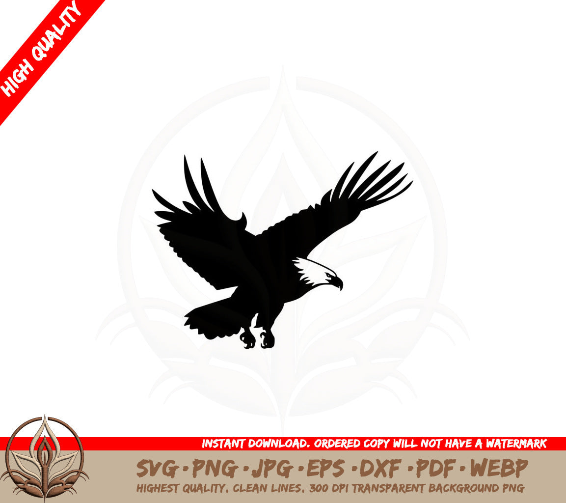 Bald Eagle Flying SVG PNG JPG AI PDF DXF EPS WebP - Digital Download