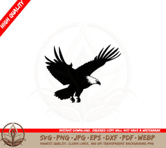Bald Eagle Flying SVG PNG JPG AI PDF DXF EPS WebP - Digital Download