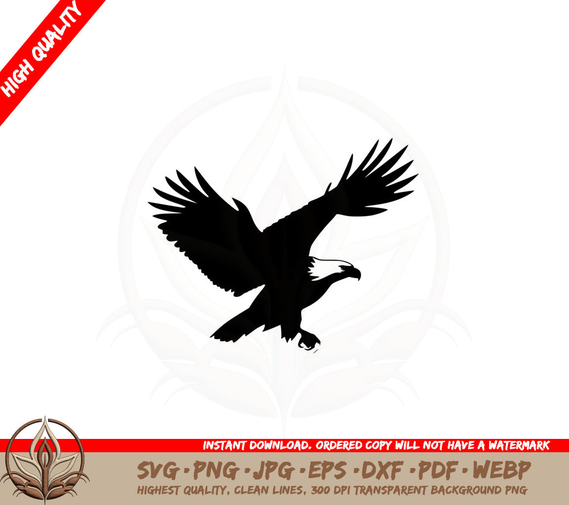 Bald Eagle in Flight SVG PNG JPG AI PDF DXF EPS and WebP Digital Download