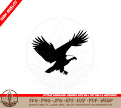 Bald Eagle in Flight SVG PNG JPG AI PDF DXF EPS and WebP Digital Download