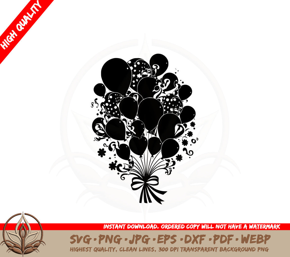 Balloons Bouquet SVG PNG JPG AI PDF DXF EPS and WebP - Digital Download