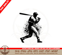 Baseball Player SVG PNG JPG AI PDF DXF EPS and WebP - Digital Download