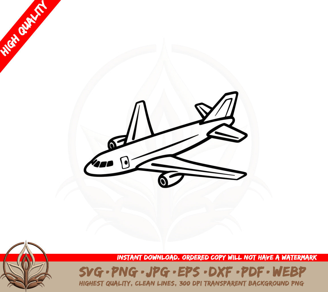 Basic Airplane SVG PNG JPG AI PDF DXF EPS and WebP - Digital Download