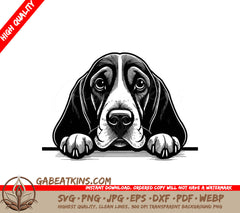 Basset Hound SVG - Drawing, Paws Forward SVG