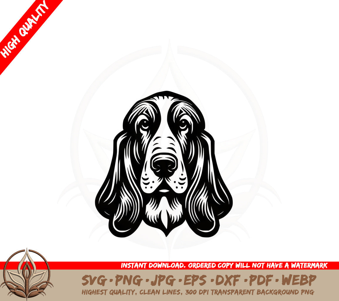 Basset Hound Face SVG PNG JPG AI PDF DXF EPS and WebP - Digital Download