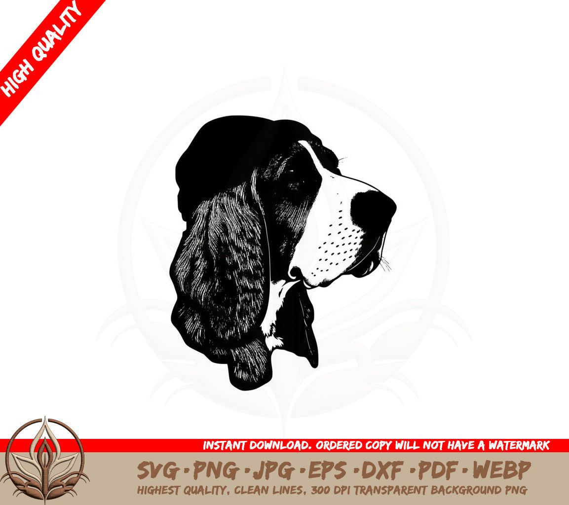 Basset Hound with a Beret SVG PNG JPG AI PDF DXF EPS WebP - Digital Download