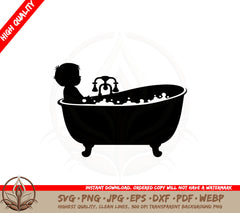 Bathtub SVG Cut File Bathtub Silhouette SVG Bathtub Clipart SVG for Cricut and Silhouette Instant download SVG PNG JPG AI PDF DXF EPS and WebP