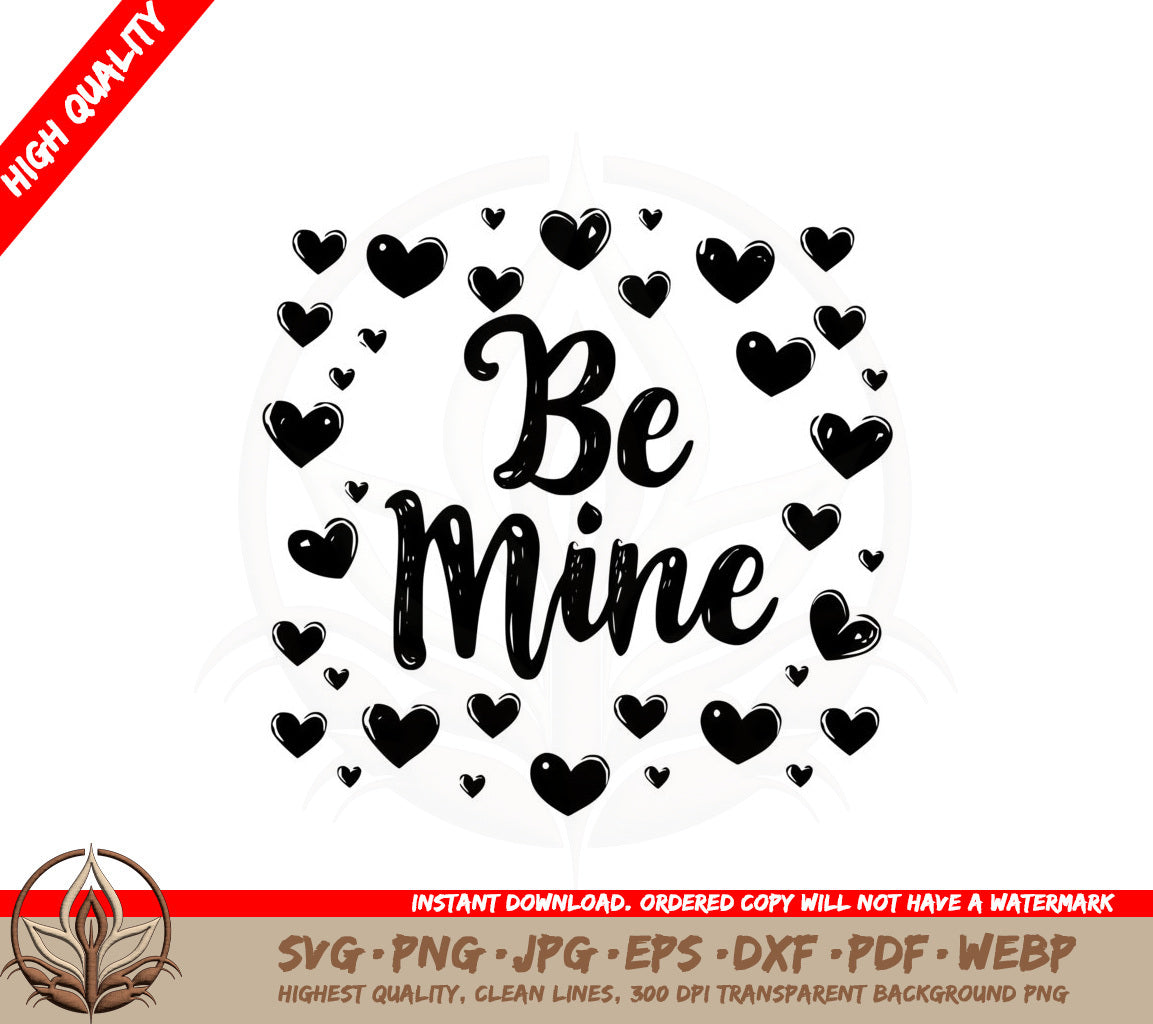 Be Mine Hearts SVG PNG JPG AI PDF DXF EPS and WebP - Digital Download