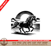Beach Galloping Steed SVG Cut File | Instant Download for Cricut  Silhouette Crafters