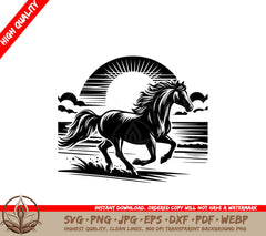 Beach Galloping Steed SVG Cut File | Instant Download for Cricut Silhouette Crafters