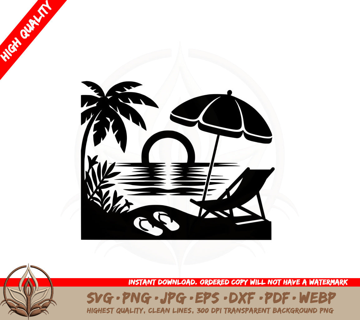 Beach Relaxation SVG PNG JPG AI PDF DXF EPS WebP - Digital Download