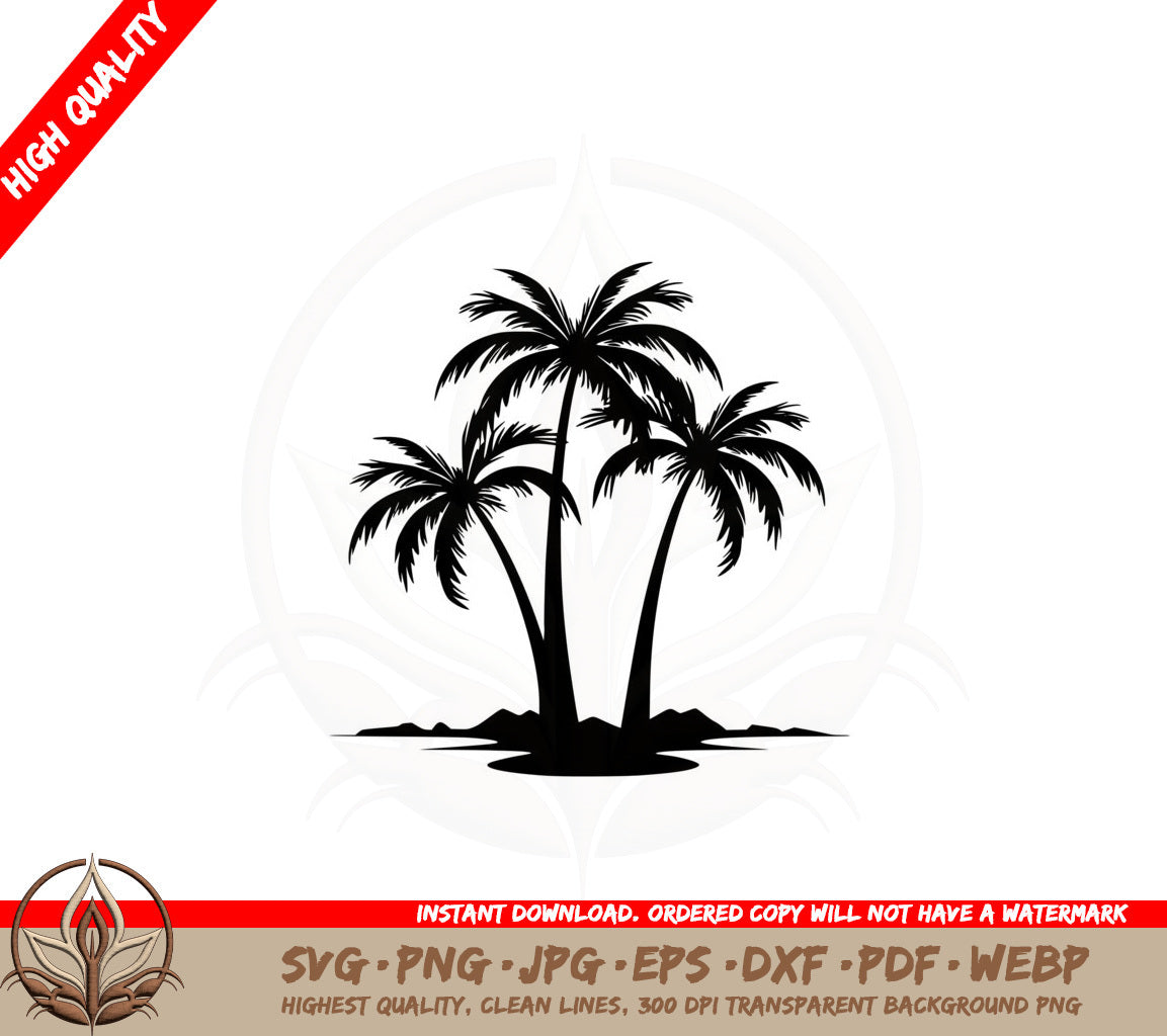 Beachfront Palm Trees SVG PNG JPG AI PDF DXF EPS WebP