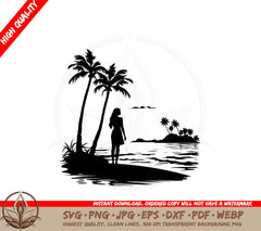 Beachside Woman SVG Cut File Design Download