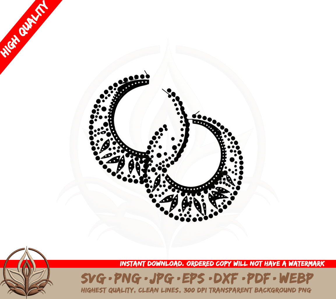 Beaded Hoop Earrings SVG Cut File for Cricut Silhouette and more - Digital Download