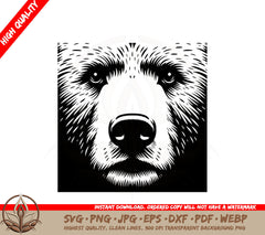 Bear Face Closeup SVG PNG JPG AI PDF DXF EPS and WebP Digital Download