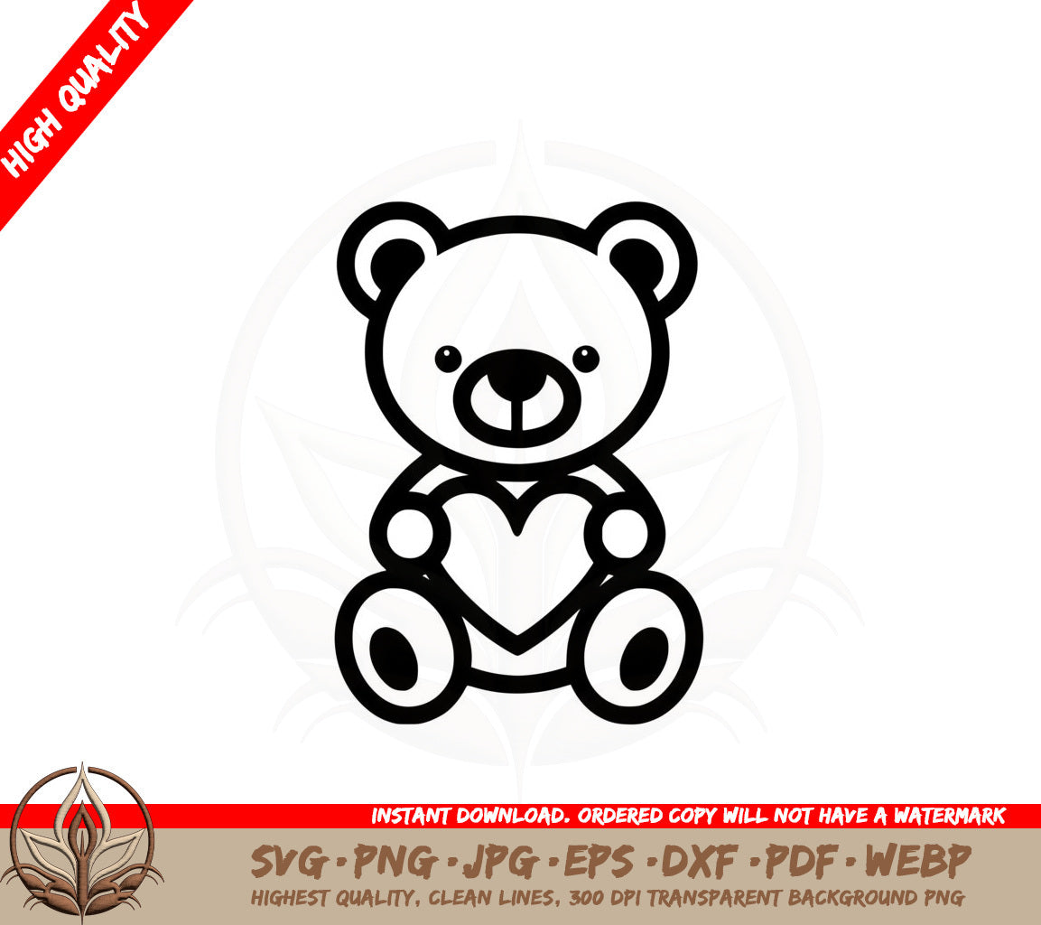 Bear Hugging Heart SVG PNG JPG AI PDF DXF EPS WebP - Digital Download