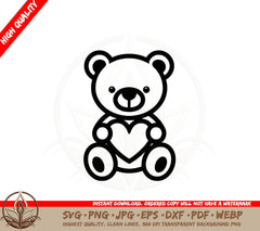 Bear Hugging Heart SVG PNG JPG AI PDF DXF EPS WebP - Digital Download