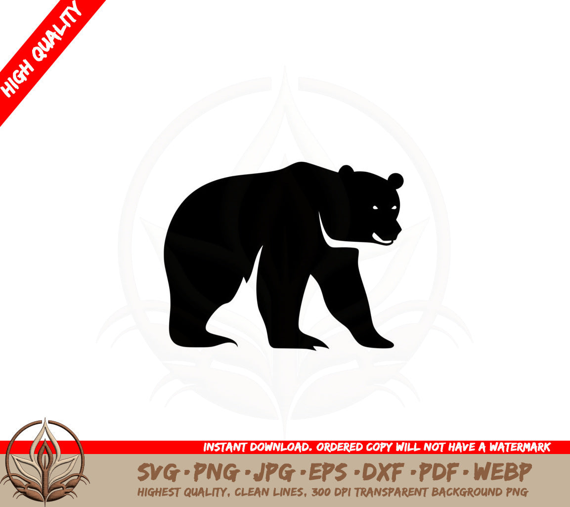 Bear Walking Silhouette SVG PNG JPG AI PDF DXF EPS and WebP Digital File Formats