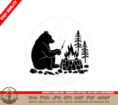Bear by Campfire SVG PNG JPG AI PDF DXF EPS WebP Digital Download
