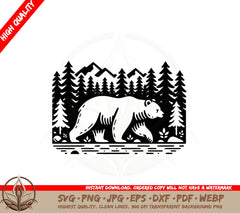 Bear in the Wilderness SVG Cut File Bear SVG Wilderness SVG