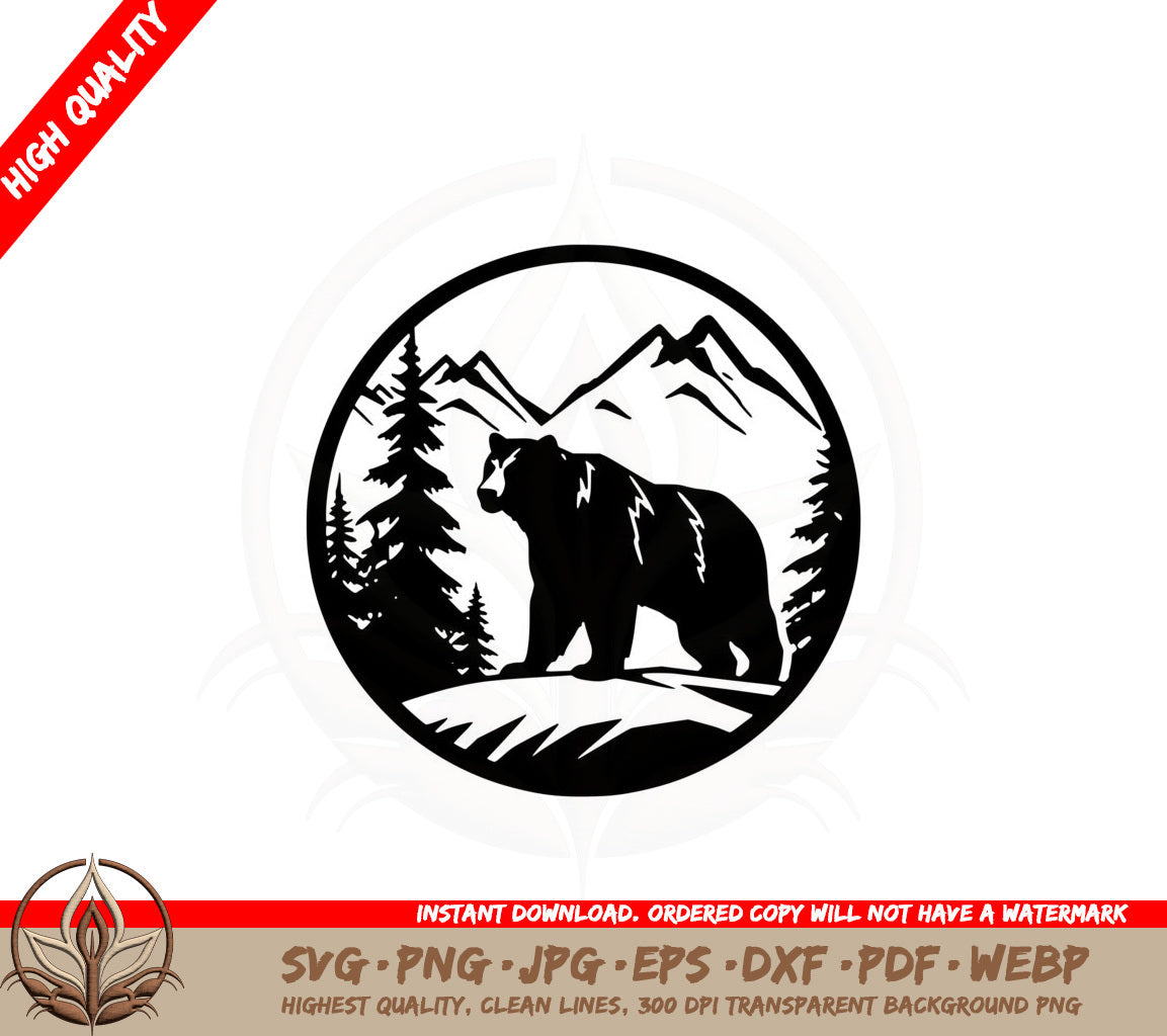 Bear with Mountain Backdrop SVG