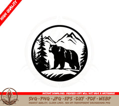 Bear with Mountain Backdrop SVG