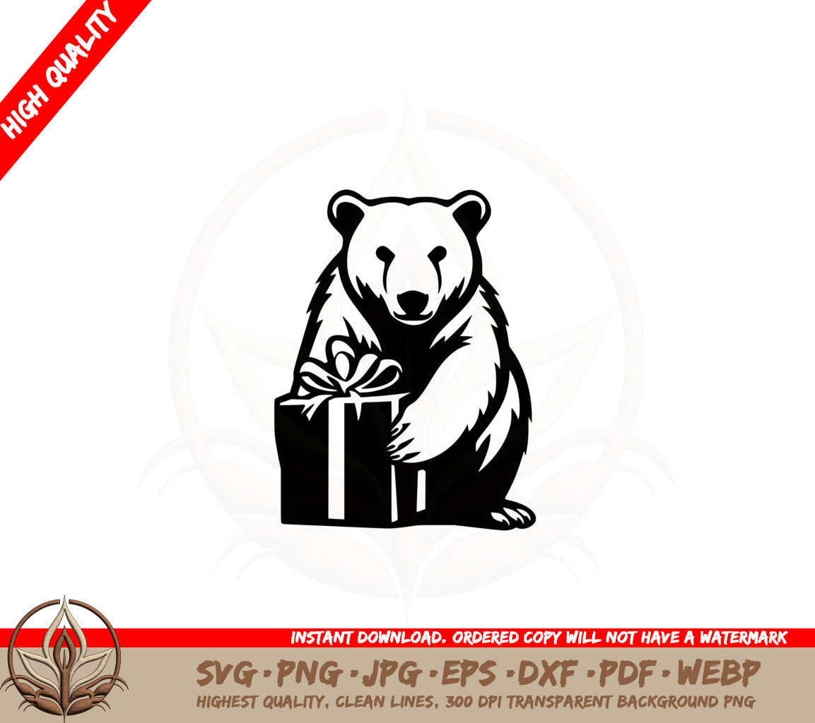 Bear with Present SVG