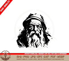 Bearded Gentleman SVG Cut File Silhouette Cricut Design Vector Clipart Digital Download