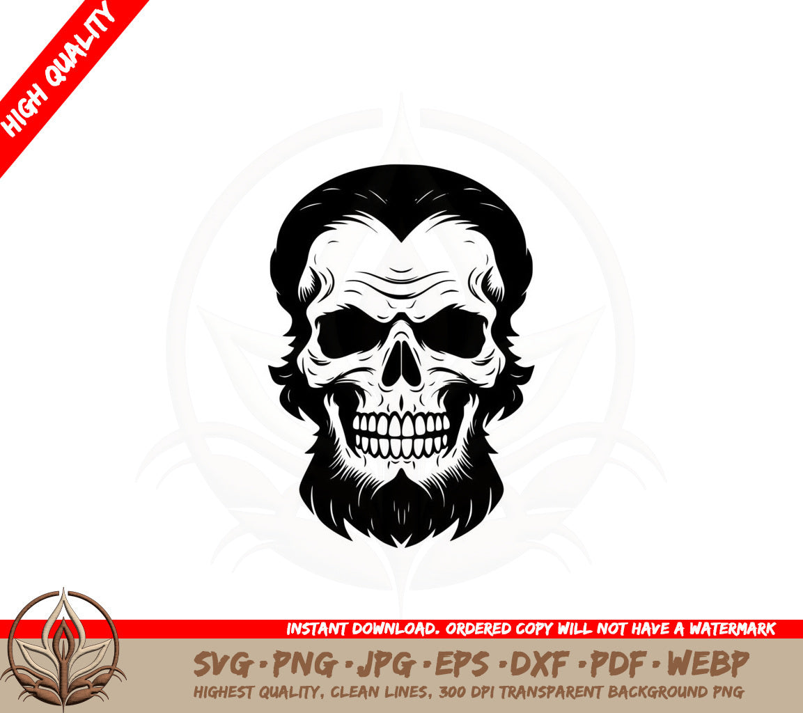 Bearded Skull SVG PNG JPG AI PDF DXF EPS and WebP - Digital Download