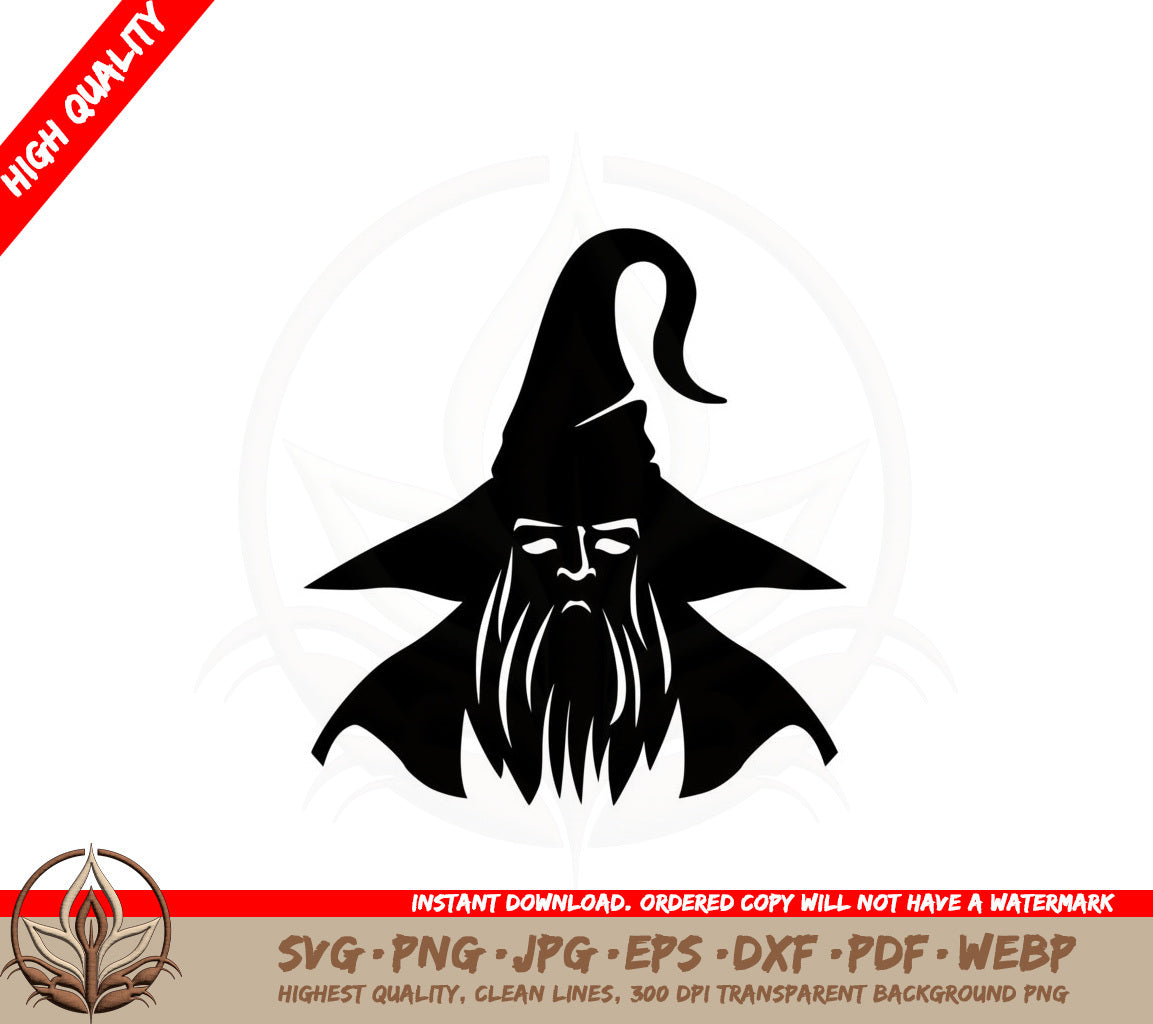 Bearded Wizard SVG Cut File Design Download