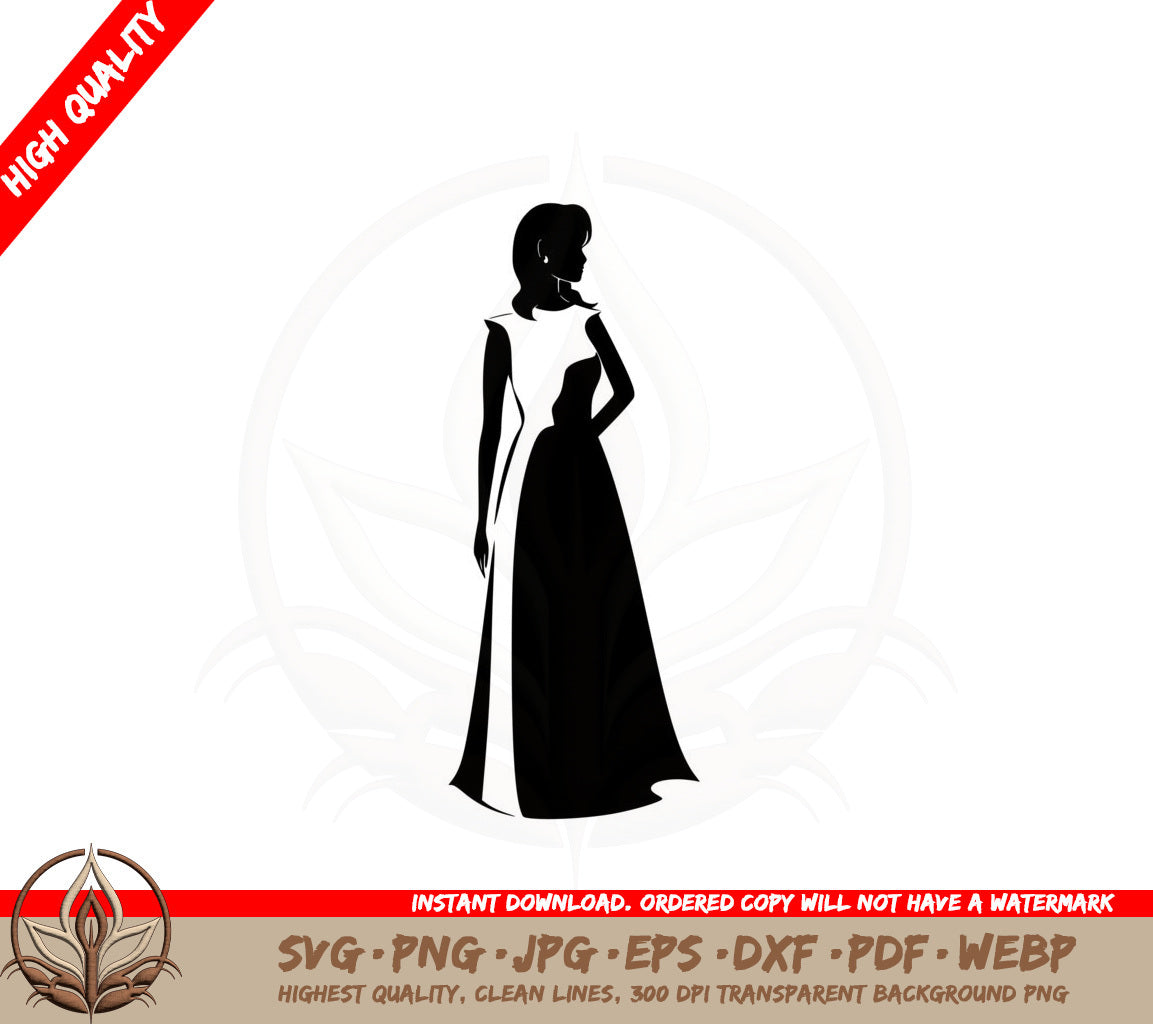 Beautiful Black and White Dress SVG Cut File