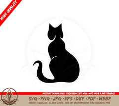 Beautiful Cat Silhouette SVG PNG JPG AI PDF DXF EPS and WebP - Digital Download