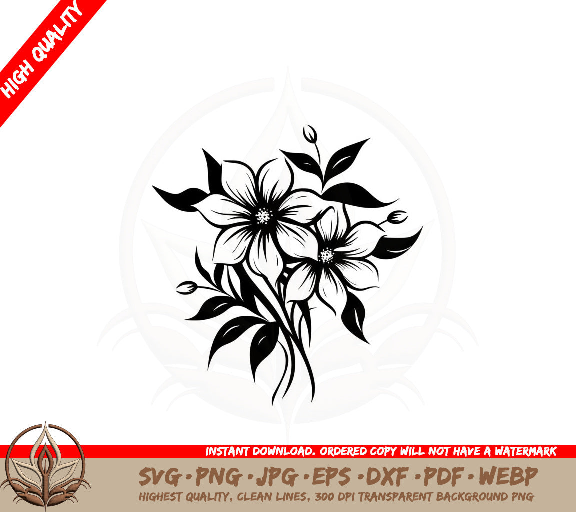Beautiful Clematis Flowers SVG Cut File Design Download