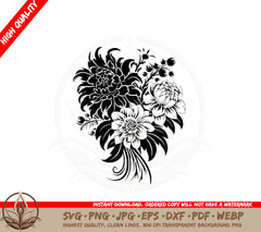Beautiful Dahlia Arrangement SVG Cut File Design Download