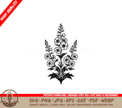 Beautiful Delphinium Flowers SVG, PNG, JPG, AI, PDF, DXF, EPS, WebP - Digital Download