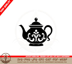 Beautiful Floral Teapot SVG Cut File Design Download