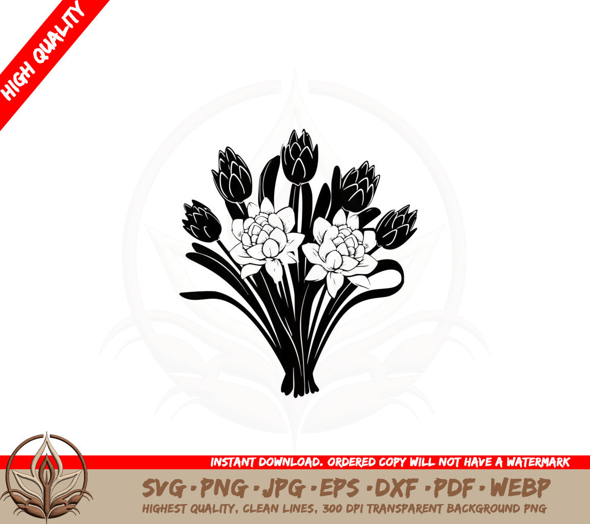 Beautiful Flower Bunch SVG Cut File Download