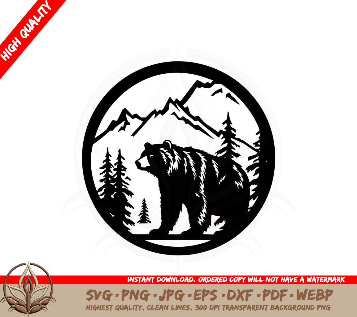 Beautiful Forest Bear SVG PNG JPG AI PDF DXF EPS WebP - Digital Download