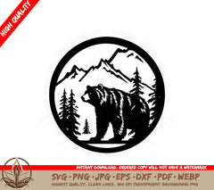 Beautiful Forest Bear SVG PNG JPG AI PDF DXF EPS WebP - Digital Download