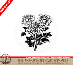 Beautiful Garden Chrysanthemum SVG Cut File Digital Download