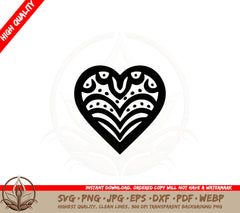 Beautiful Heart SVG PNG JPG AI PDF DXF EPS and WebP - Digital Download