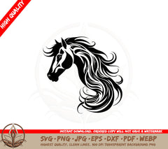 Beautiful Horse Mane - Digital Download SVG